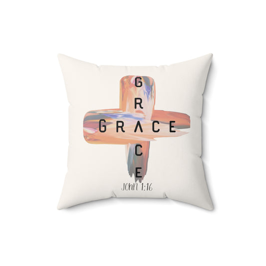 Grace Grace John 1:16 Throw Pillow