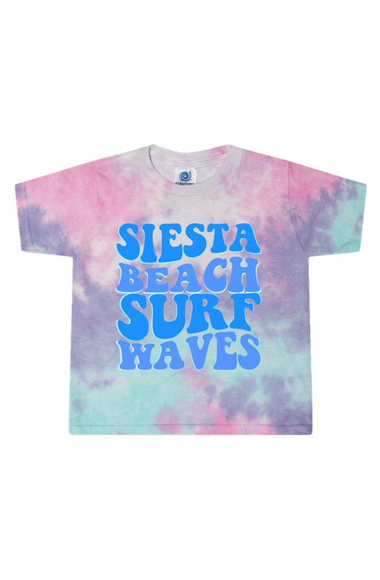 Siesta Beach Surf Waves Letter Quote Tie-Dye Cotto