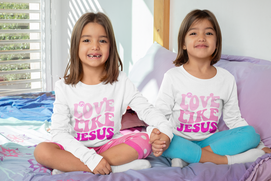 Love Like Jesus Pink Smiles Toddler Long Sleeve Jersey Tee