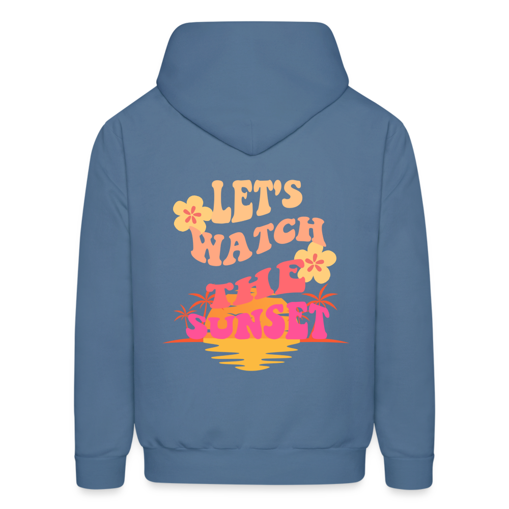 Let's Watch The Sunset Pullover Hoodie - denim blue