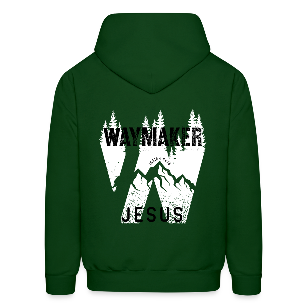 Waymaker Jesus Graphic Letter Print Pullover Hoodie - forest green