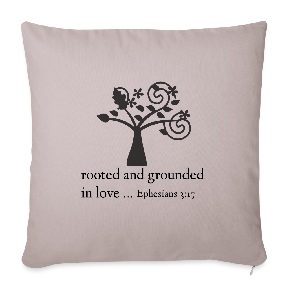 Rooted and Grounded Growing Tree Throw Pillow Cover 18” x 18” - light taupe