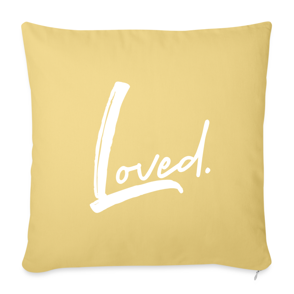 Loved Throw Pillow Cover 18” x 18” - washed yellow