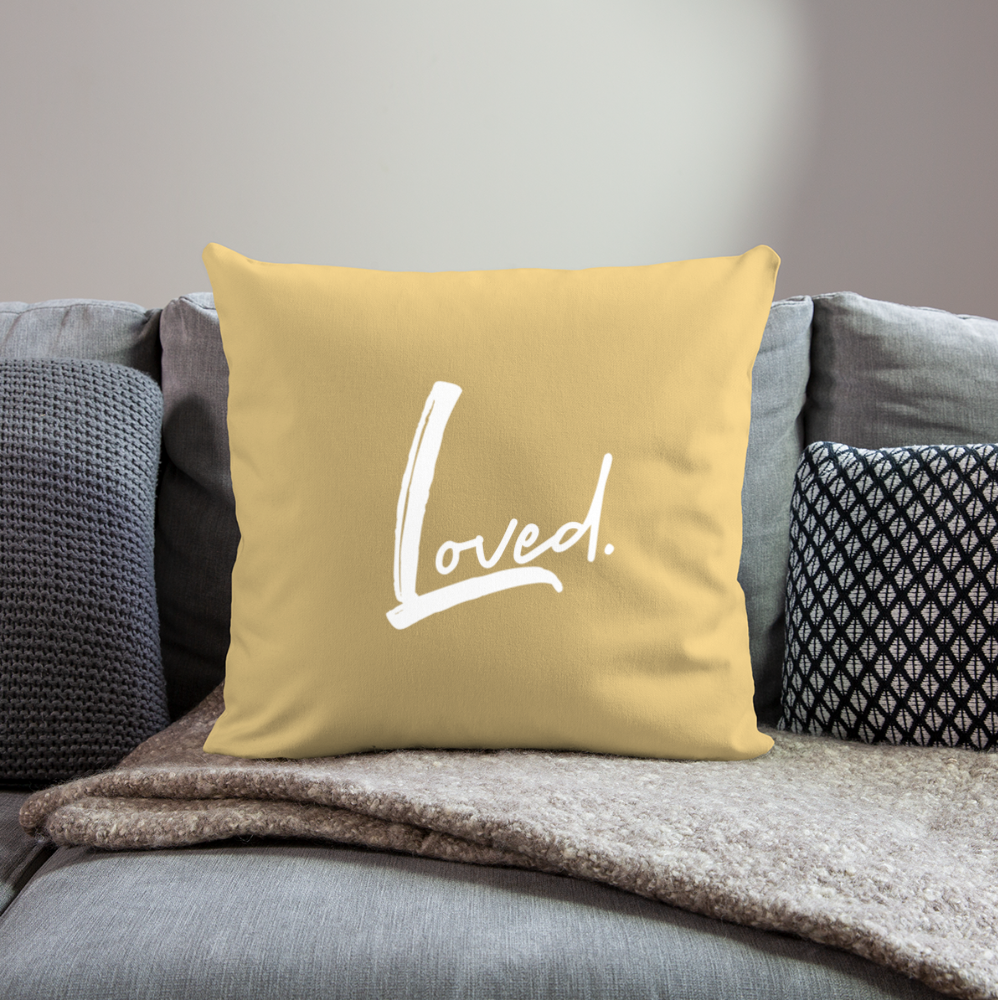 Loved Throw Pillow Cover 18” x 18” - washed yellow