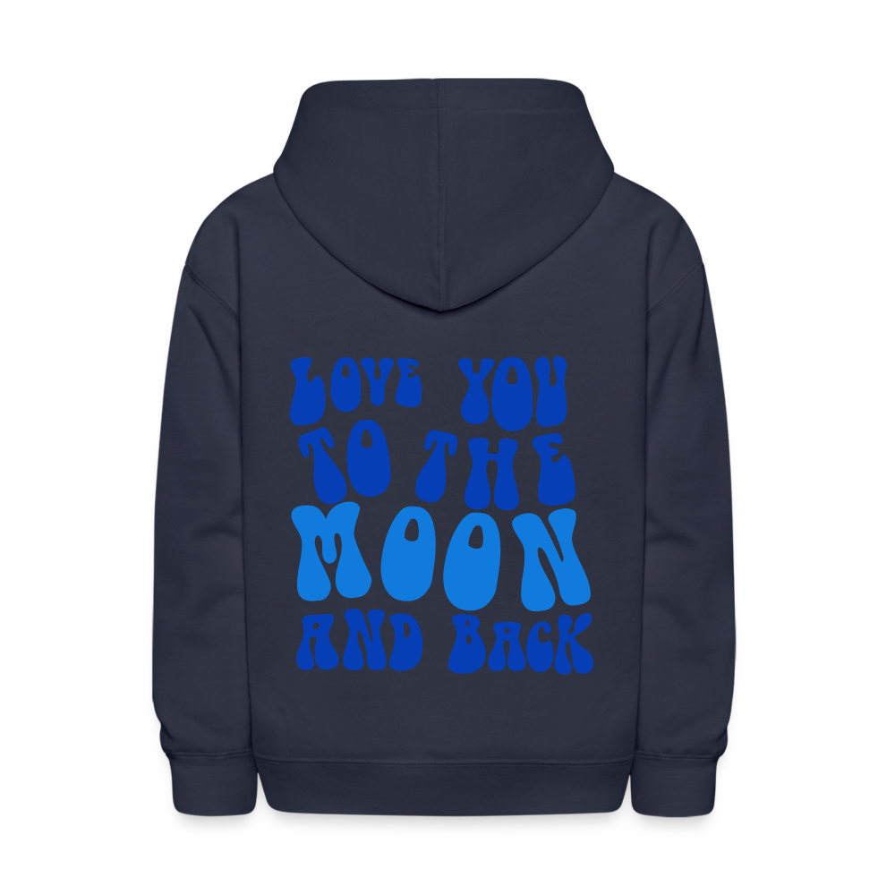 Love You to The Moon and Back Kids Pullover Hoodie - navy