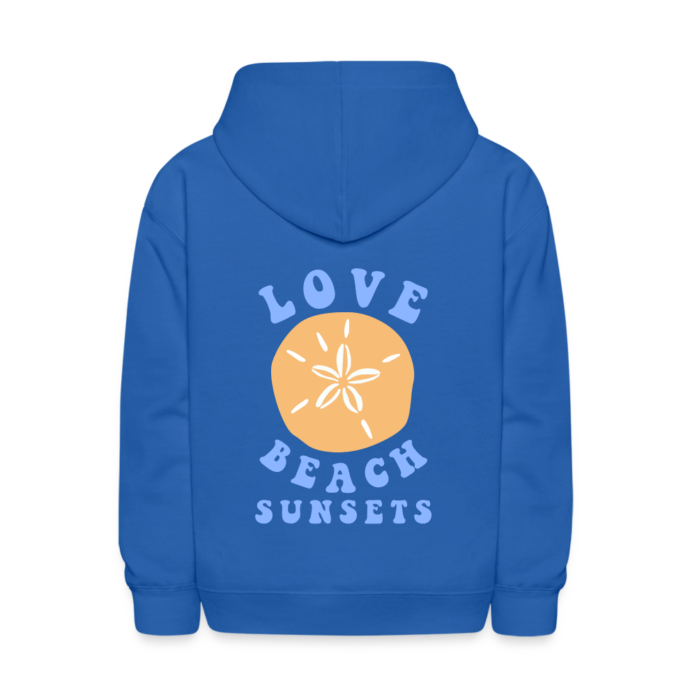 Love Beach Sunsets Kids Pullover Hoodie Print - royal blue