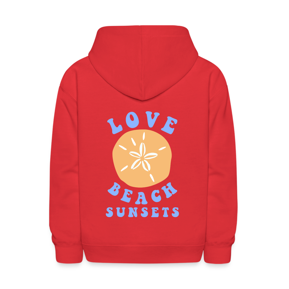Love Beach Sunsets Kids Pullover Hoodie Print - red