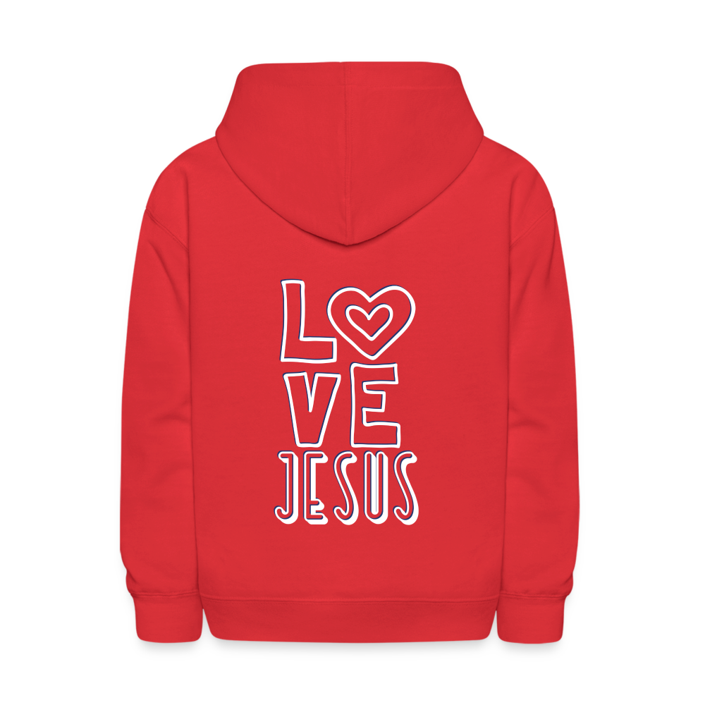 Love Jesus Kids Pullover Hoodie Print - red