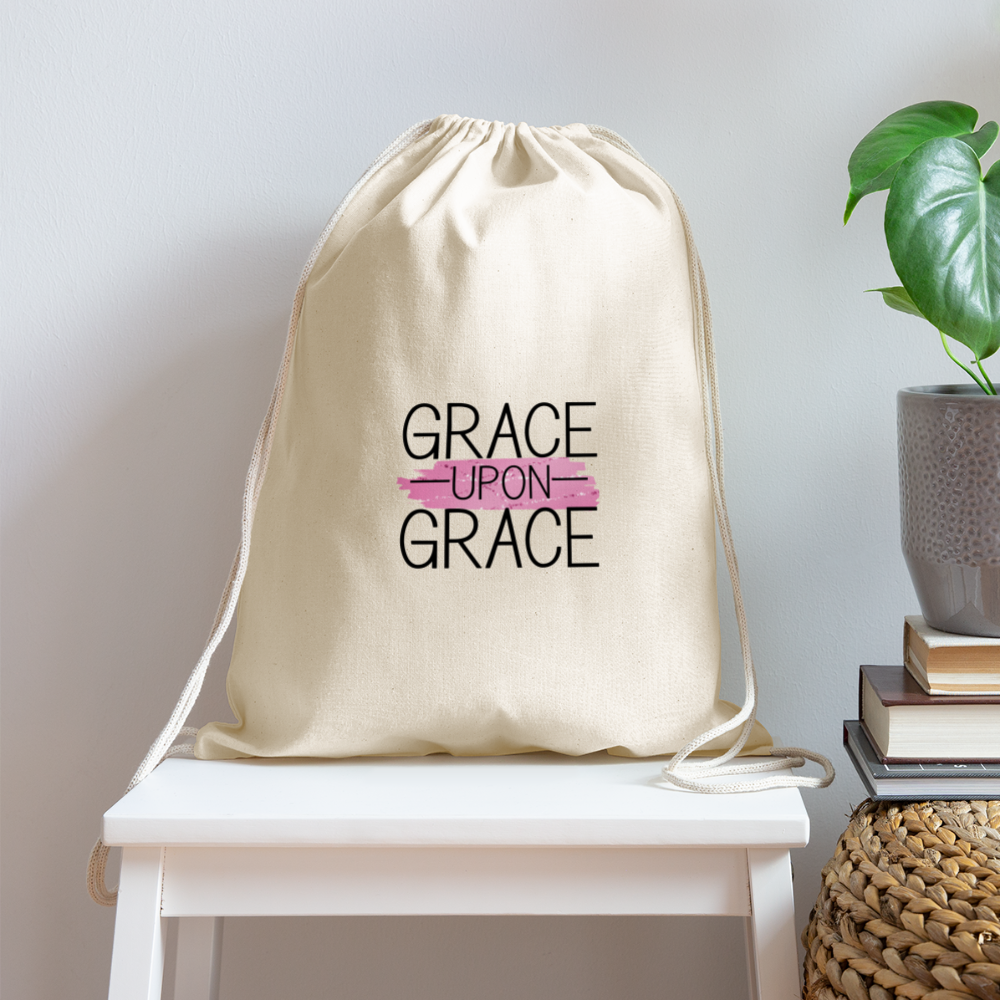 Grace Upon Grace Cotton Drawstring Bag - natural