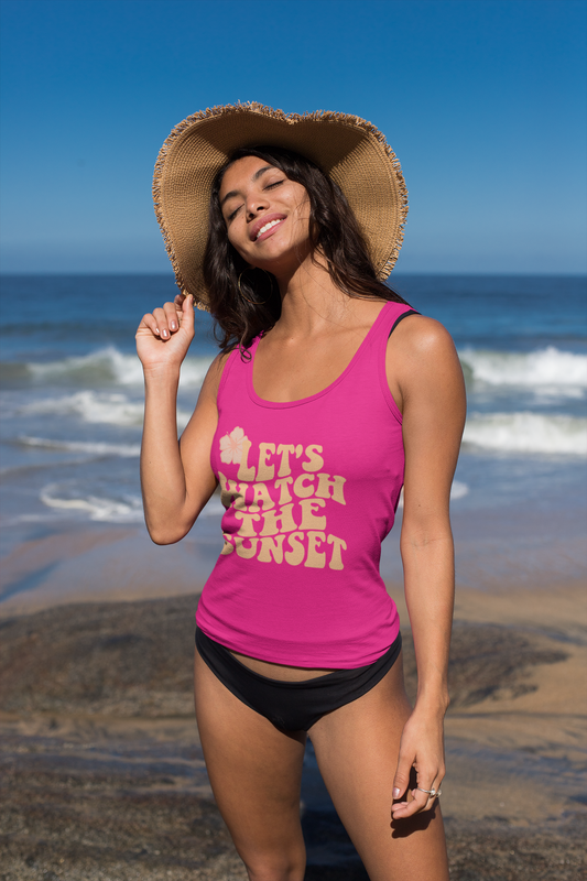 Let's Watch The Sunset Women’s Softstyle Tank Top Design Print