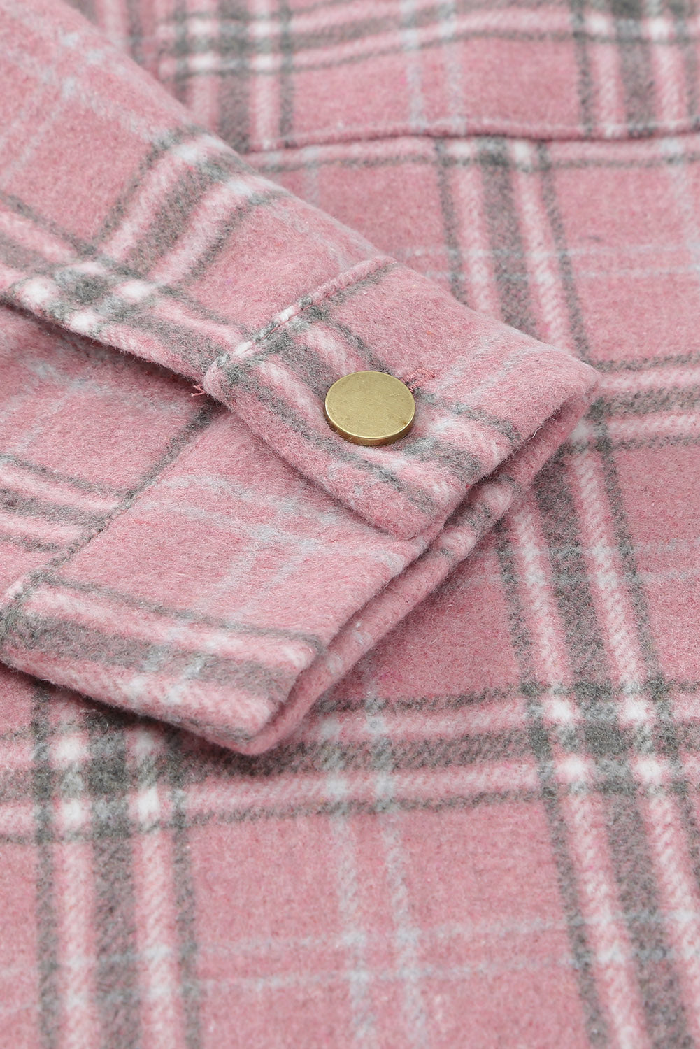 Pink, Black, or Khaki Plaid Casual Button Up Flannel Shirt with Slits