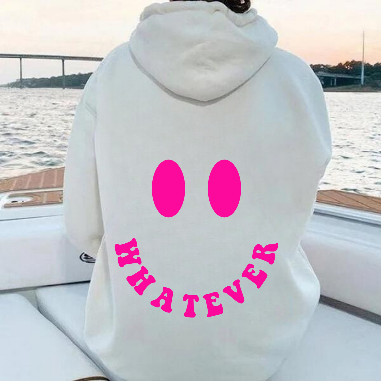 Whatever Smile Face Pullover Hoodie