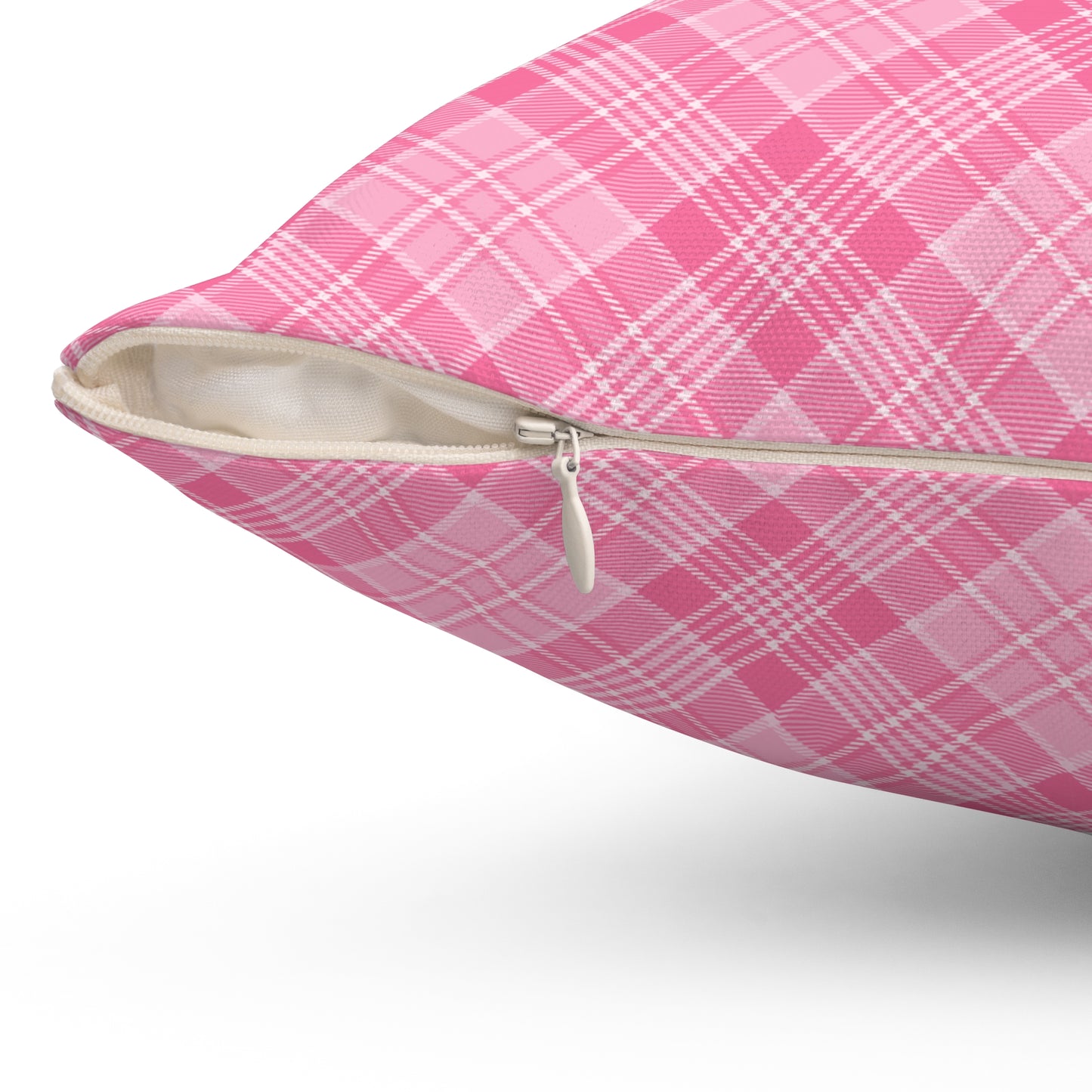 Perfectly Pink Plaid Print Throw Pillow