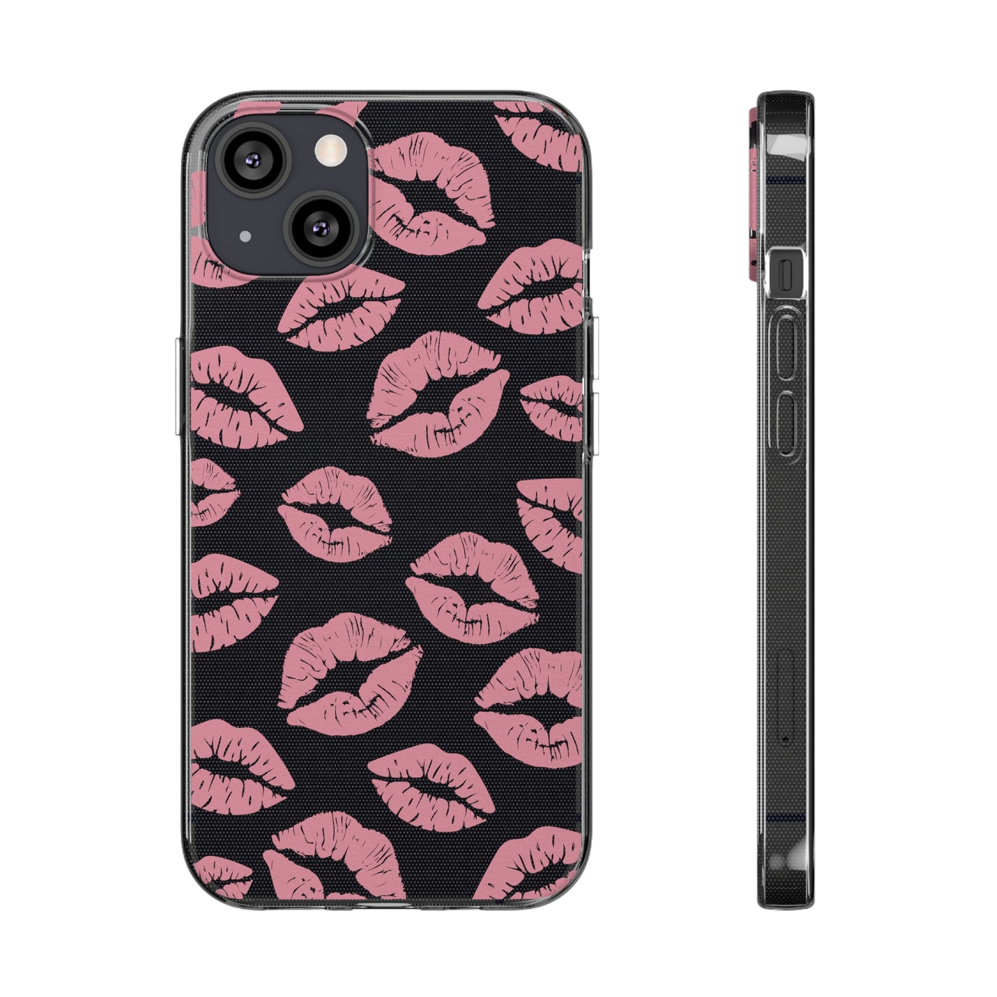 Pink Lips Clear Silicone Phone Case