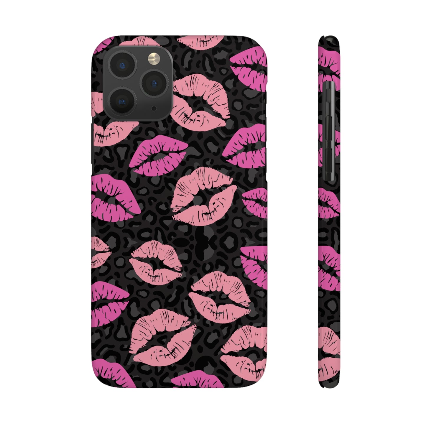 Leopard Print Pink Lips Graphic Art Slim Phone Case