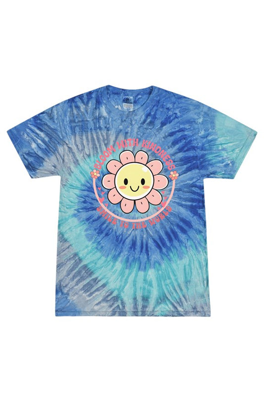 Bloom With Kindness Smile To the World Tie Dye Blu