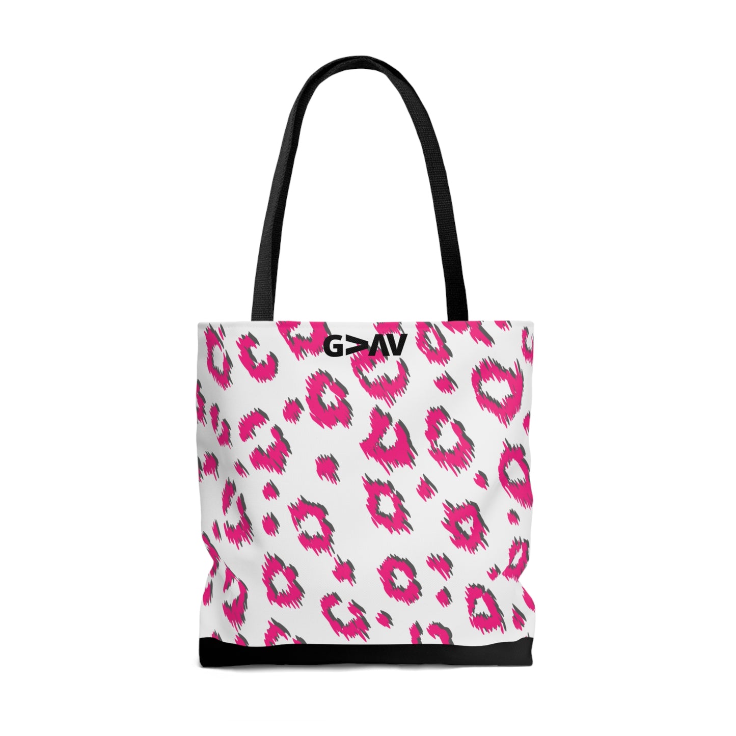 God is Greater Than Our Highs and Lows Pink Cheetah Print Large Tote Bag