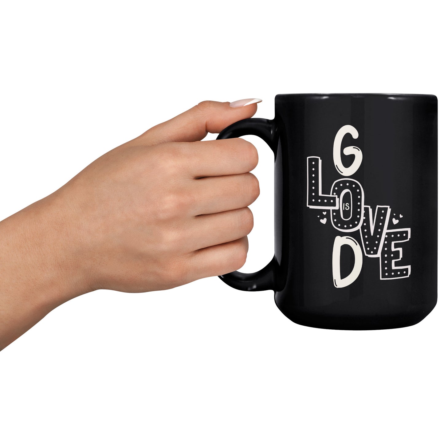 God is Love 15 oz Ceramic Black Mug