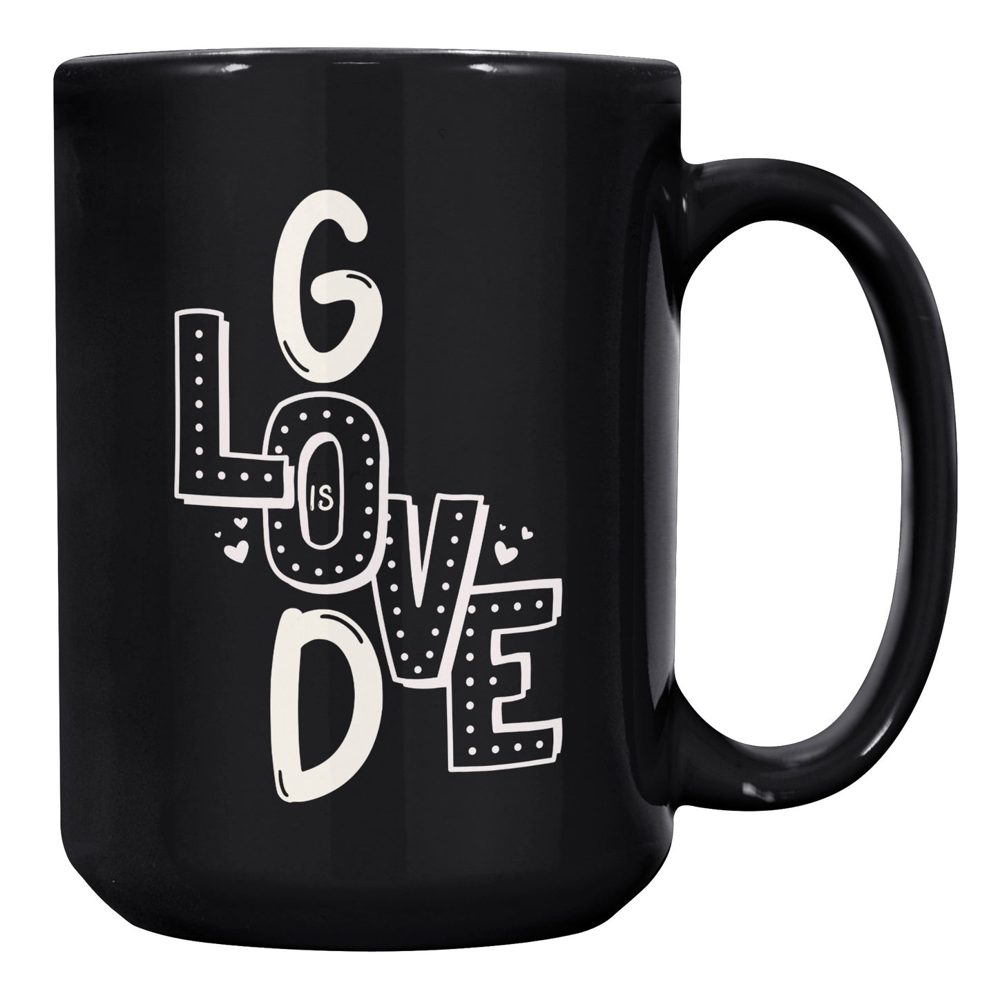 God is Love 15 oz Ceramic Black Mug