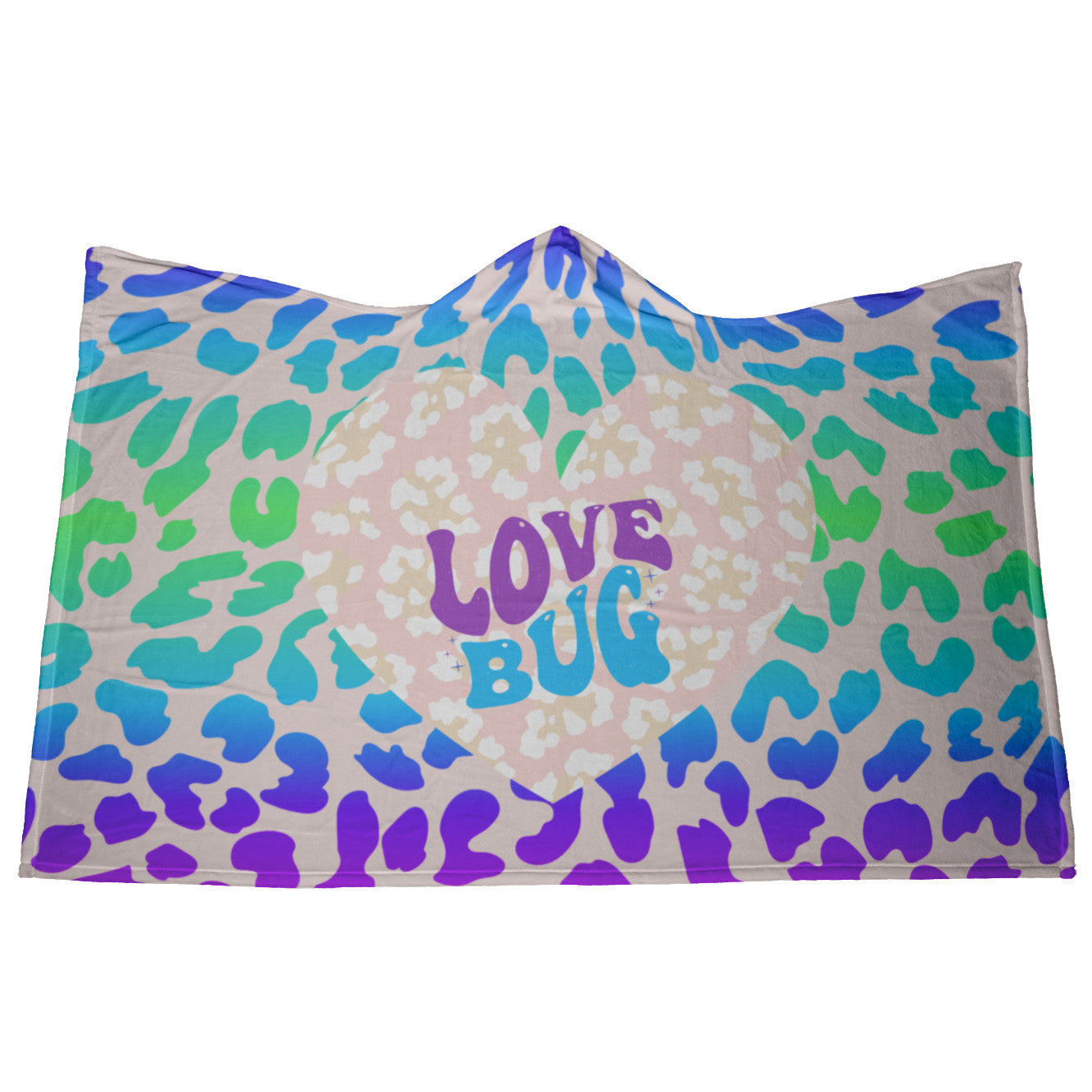 Love Bug Leopard Print Hooded Blanket