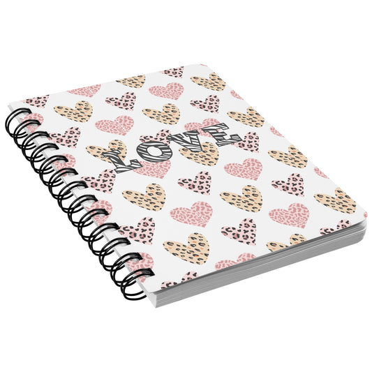 Love Leopard Hearts Spiral Journal Notebook