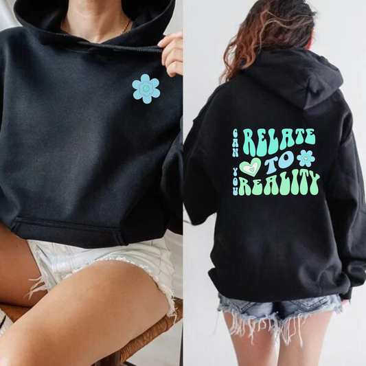 Relate to Reality Letter Graphic Hoodie