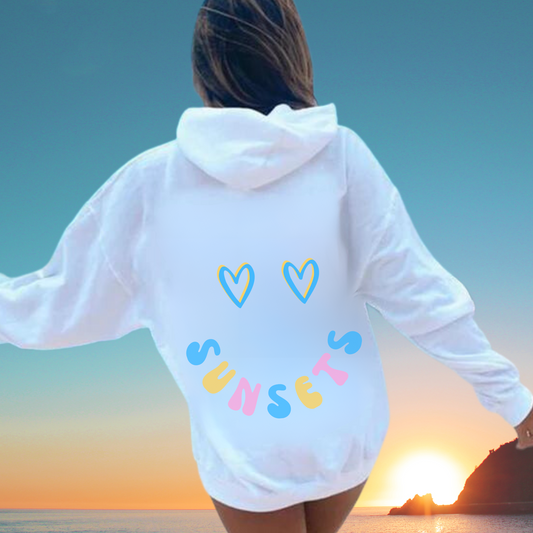 Sunsets Heart Smile Pullover Hoodie