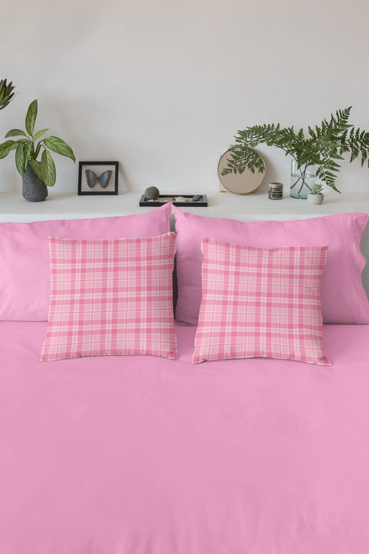 Pink Plaid Throw Pillow