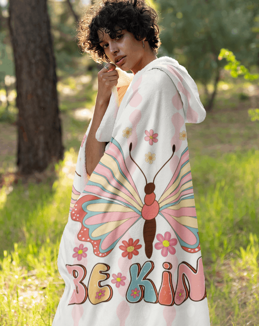 be kind butterfly large hooded blanket