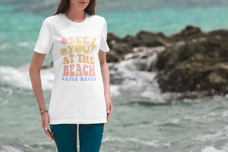 See You At The Beach Catch Waves Unisex Heavy Cotton T-Shirt Print