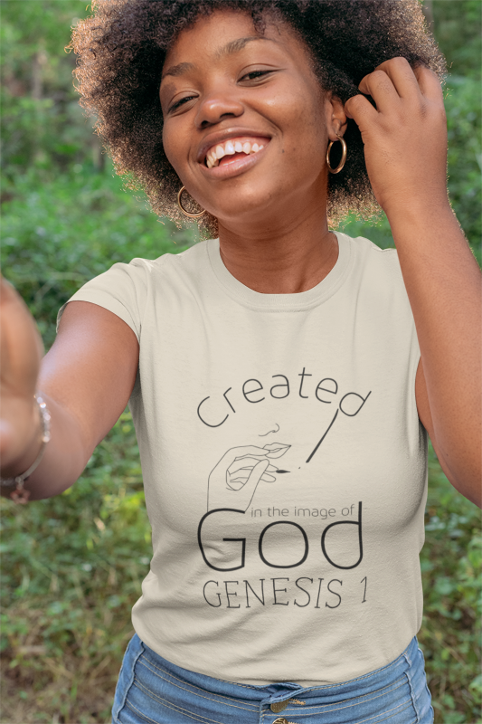 Created in the Image of God Unisex Heavy Cotton T-Shirt Minimalist Design Print
