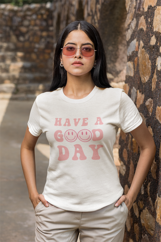 Have A Good Day Pink Smiles Unisex Heavy Cotton T-Shirt