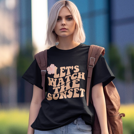 Let's Watch The Sunset Youth Cotton T-Shirt Design Print