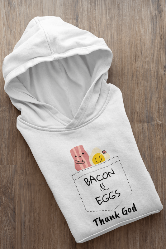 Bacon and Eggs Thank God Toddler Pullover Hoodie