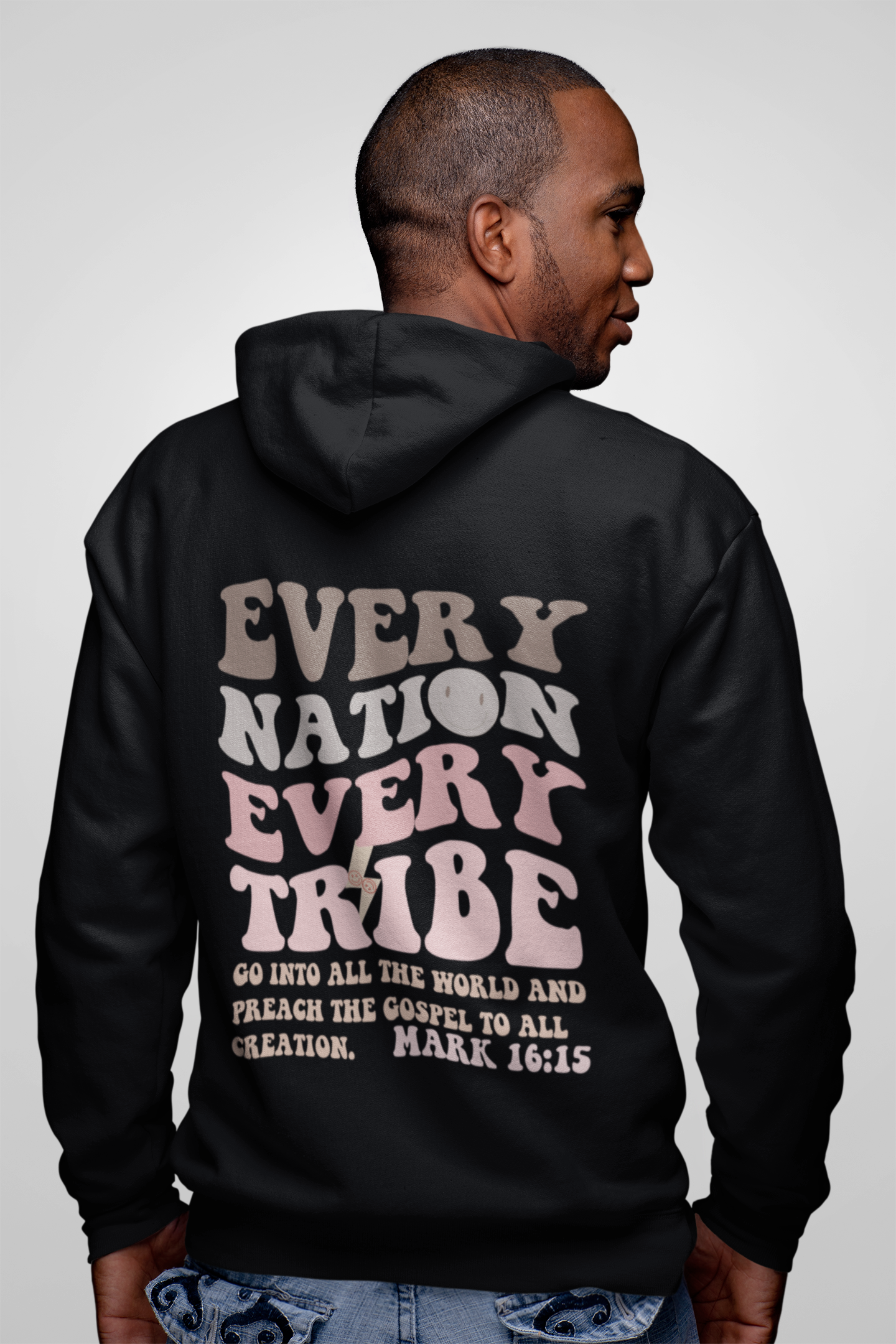 Every Tribe Every Nation Letter Graphic Pullover Hoodie