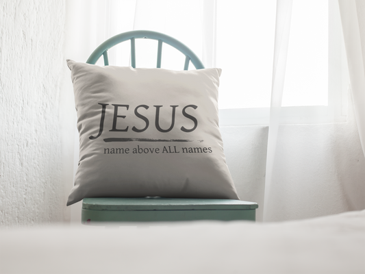"Jesus" Name Above All Names Faux Suede Square Pillow