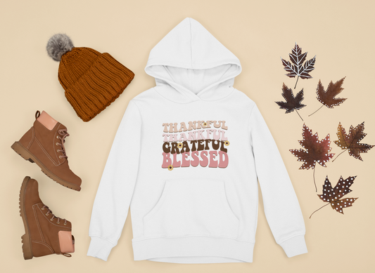 Thankful Grateful Blessed Sunflowers Fall Design Adult Heavy Blend Crewneck Sweatshirt