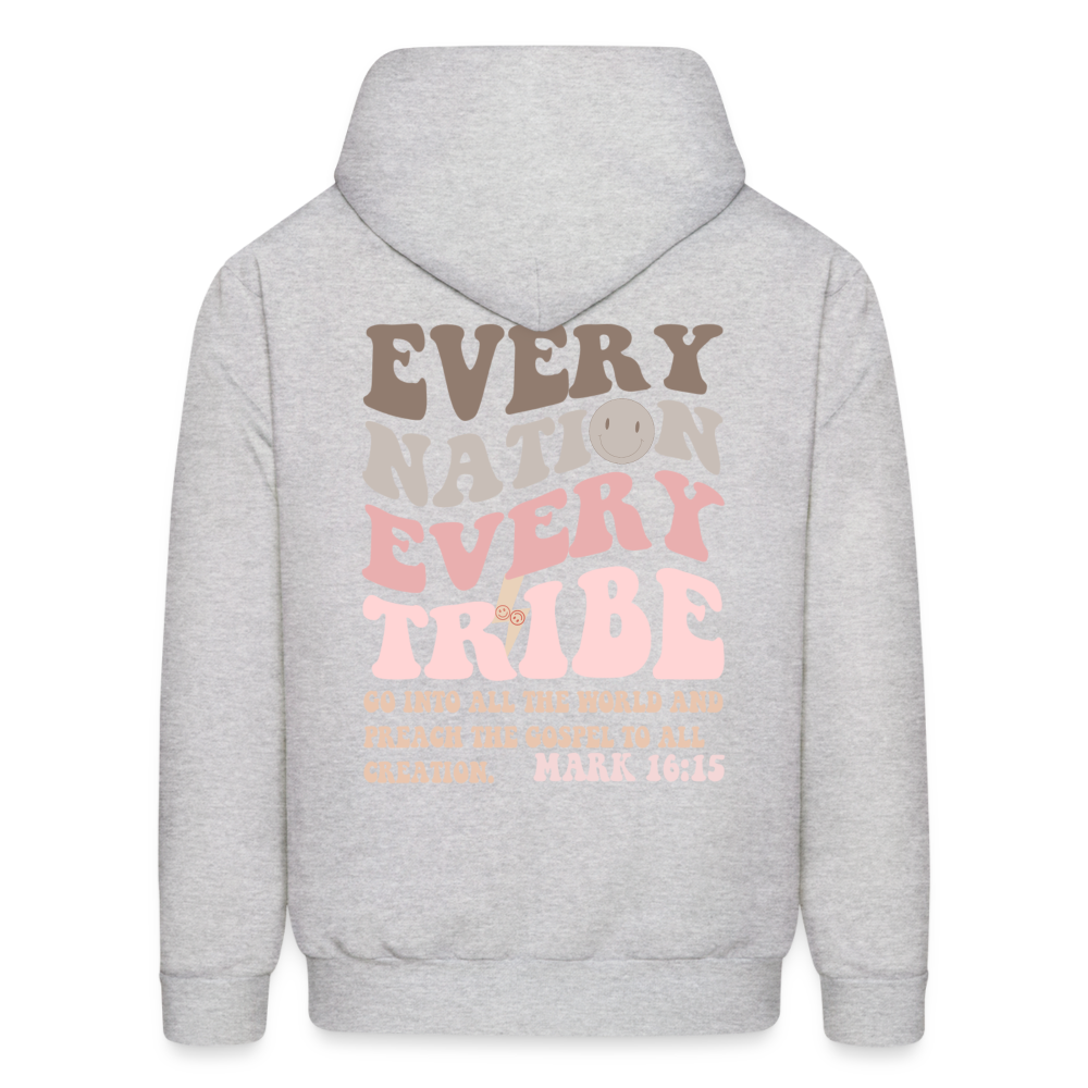Every Tribe Every Nation Letter Graphic Pullover Hoodie - ash 