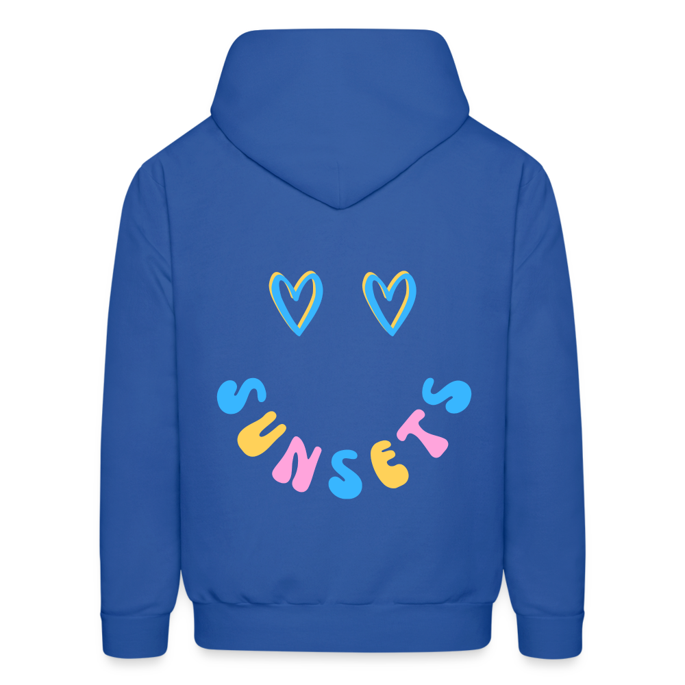 Sunsets Heart Smile Pullover Hoodie - royal blue