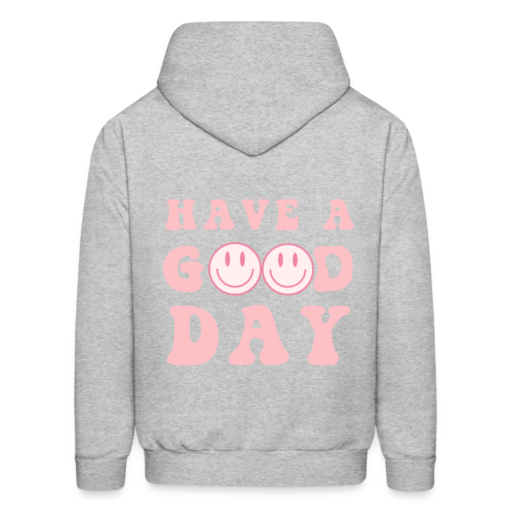 Have a Good Day Pink Smile Faces Pullover Hoodie - heather gray