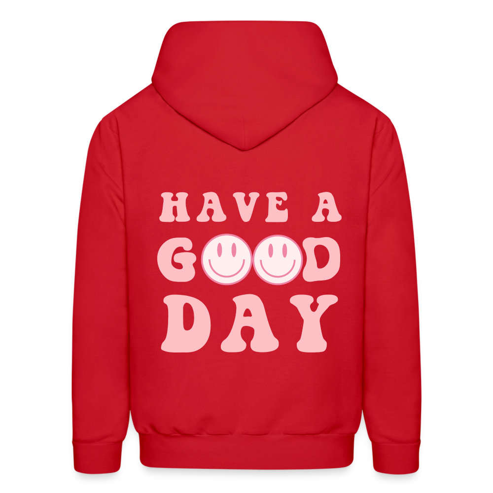 Have a Good Day Pink Smile Faces Pullover Hoodie - red
