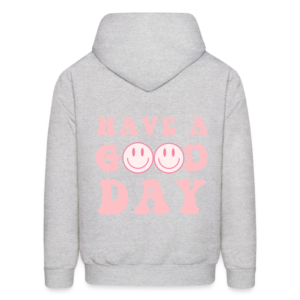 Have a Good Day Pink Smile Faces Pullover Hoodie - ash 