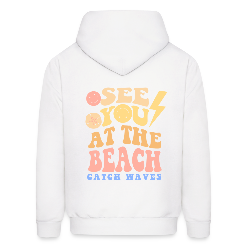See You At The Beach Catch Waves Pullover Hoodie - white