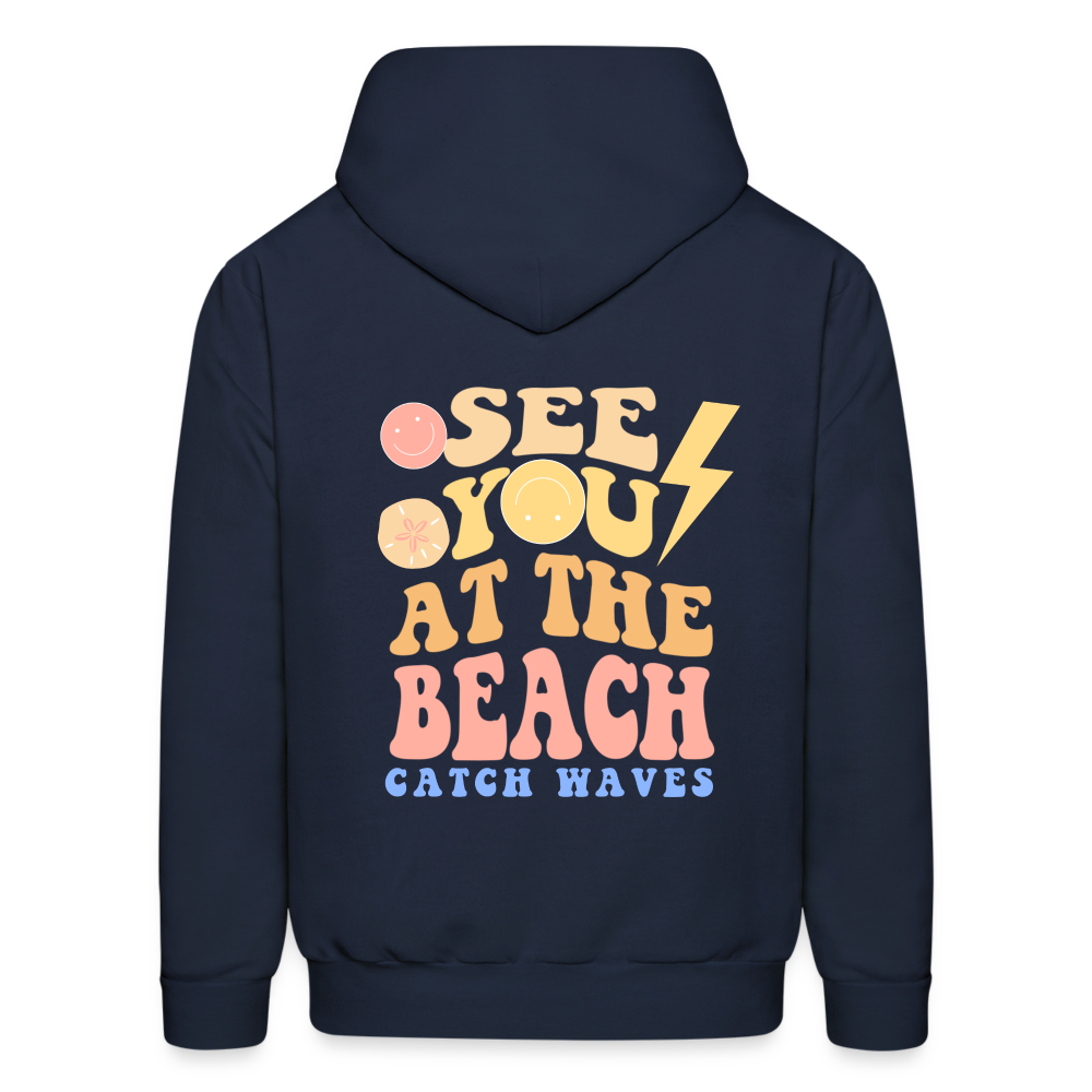 See You At The Beach Catch Waves Pullover Hoodie - navy
