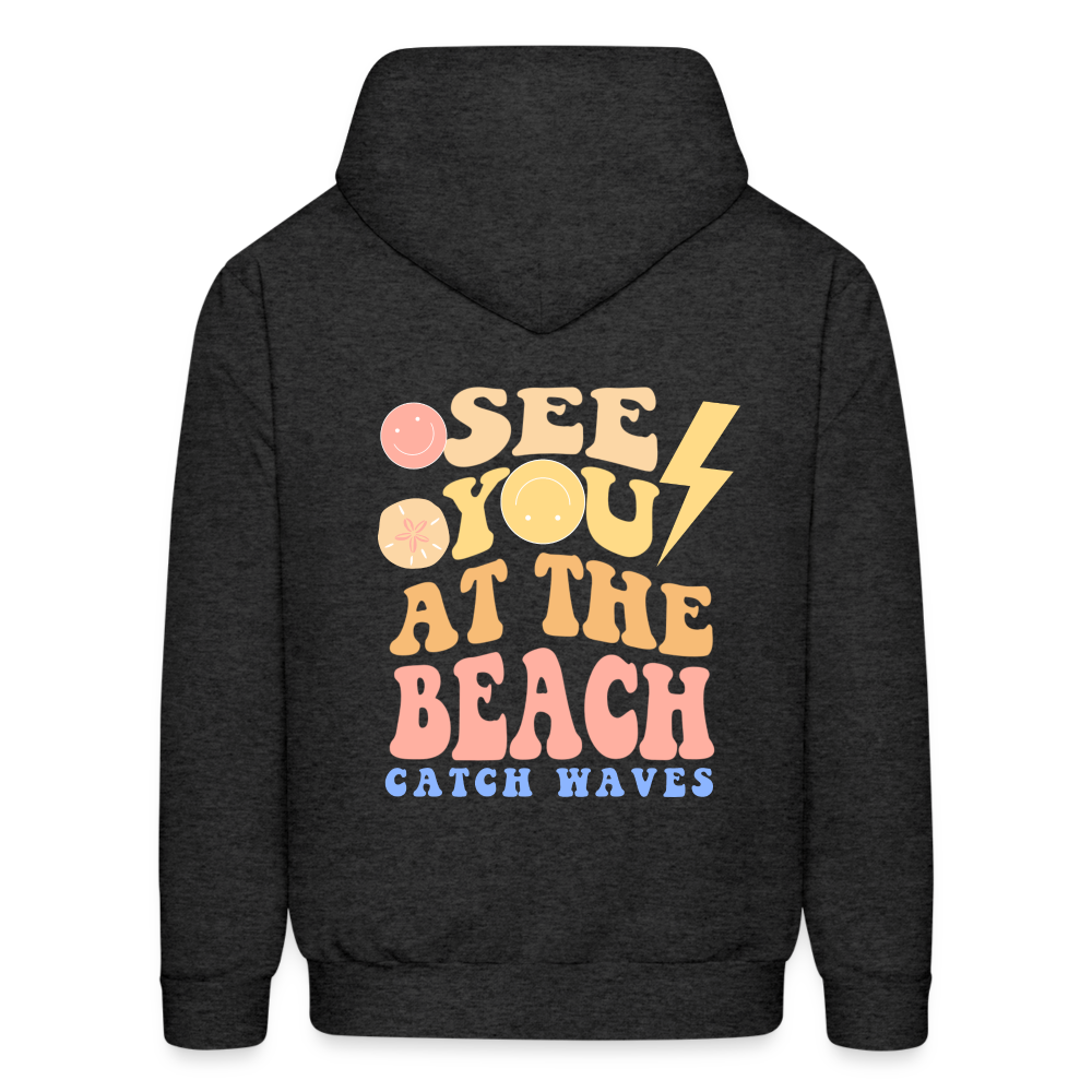 See You At The Beach Catch Waves Pullover Hoodie - charcoal grey