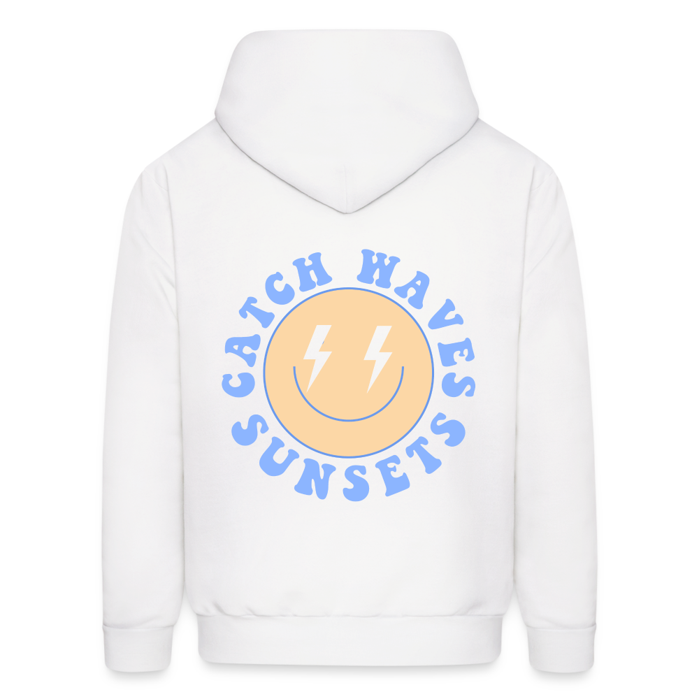 Catch Waves Sunsets Smile Pullover Hoodie - white