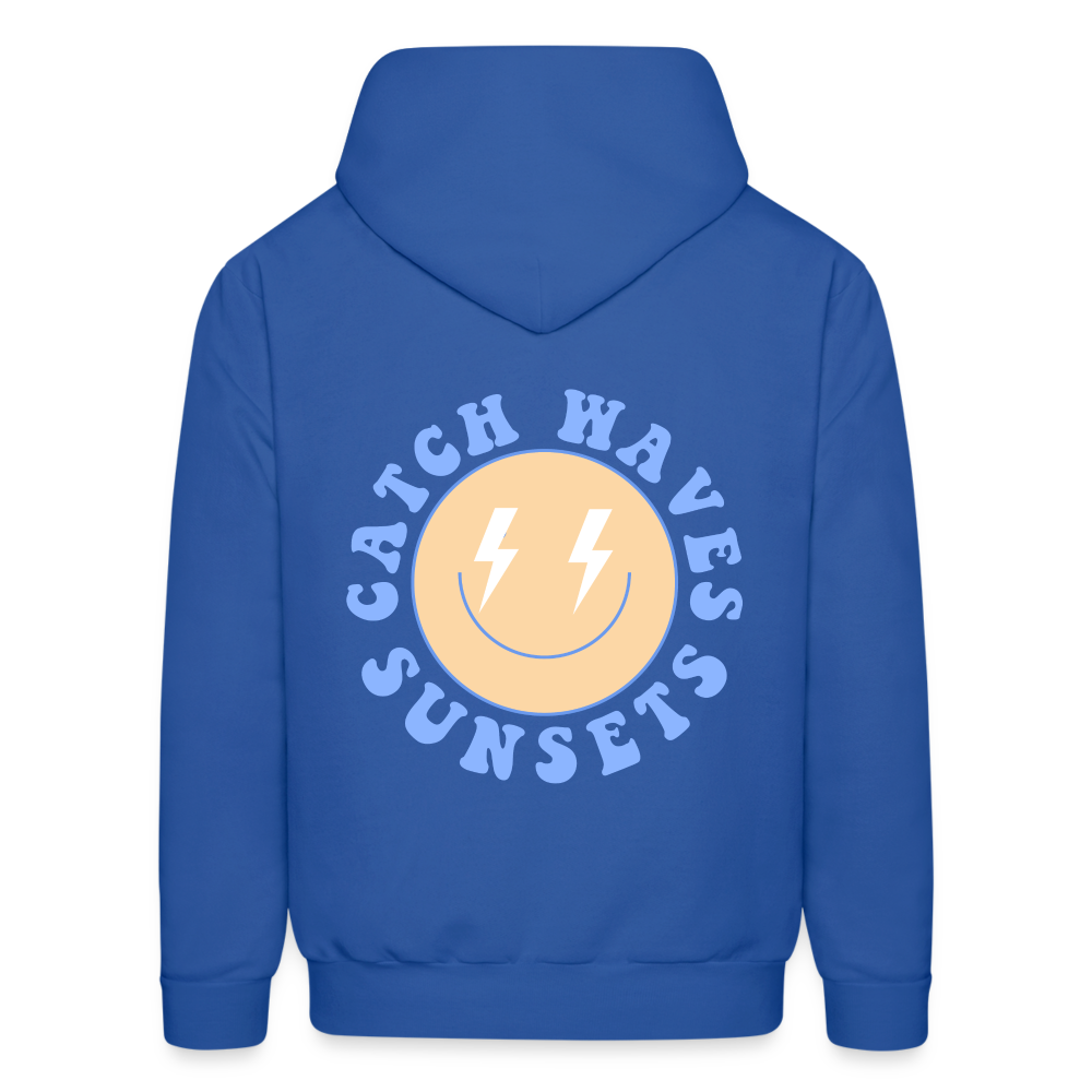 Catch Waves Sunsets Smile Pullover Hoodie - royal blue