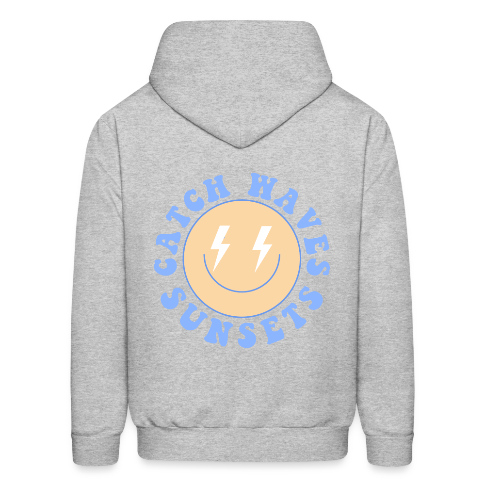 Catch Waves Sunsets Smile Pullover Hoodie - heather gray