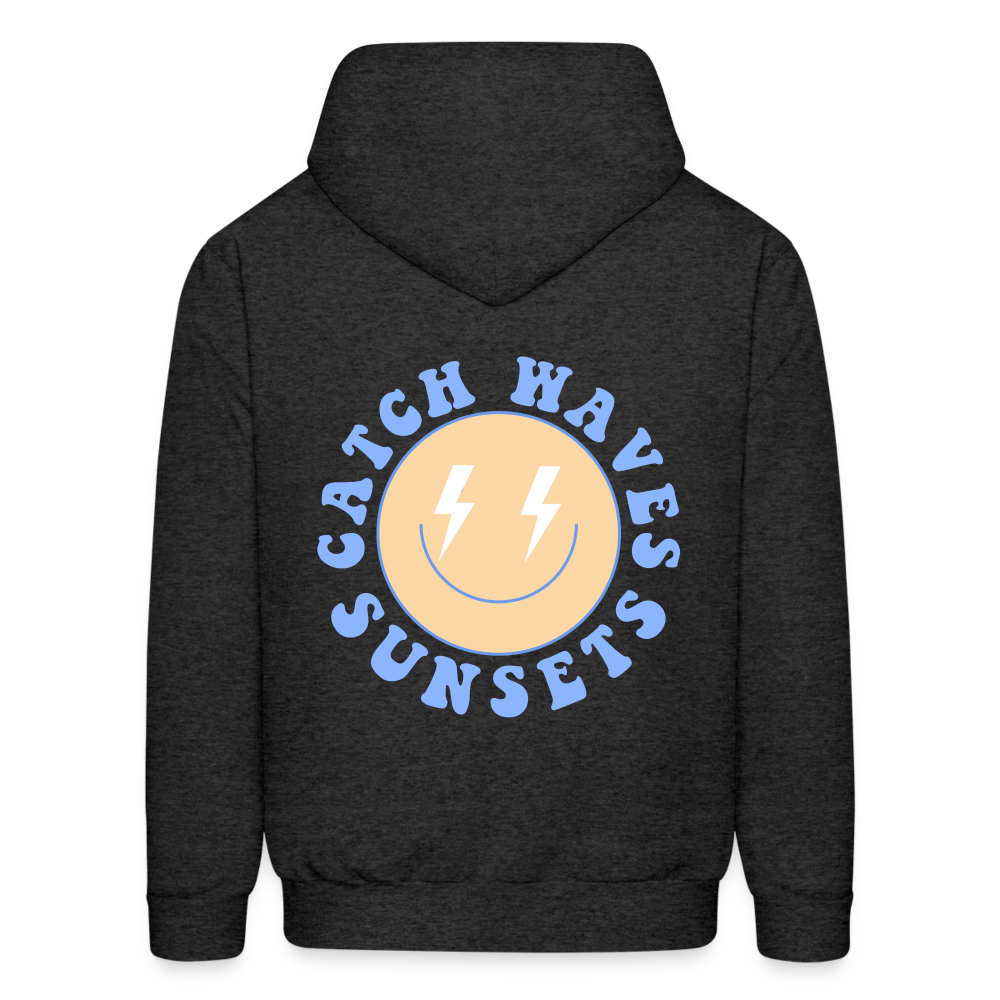 Catch Waves Sunsets Smile Pullover Hoodie - charcoal grey