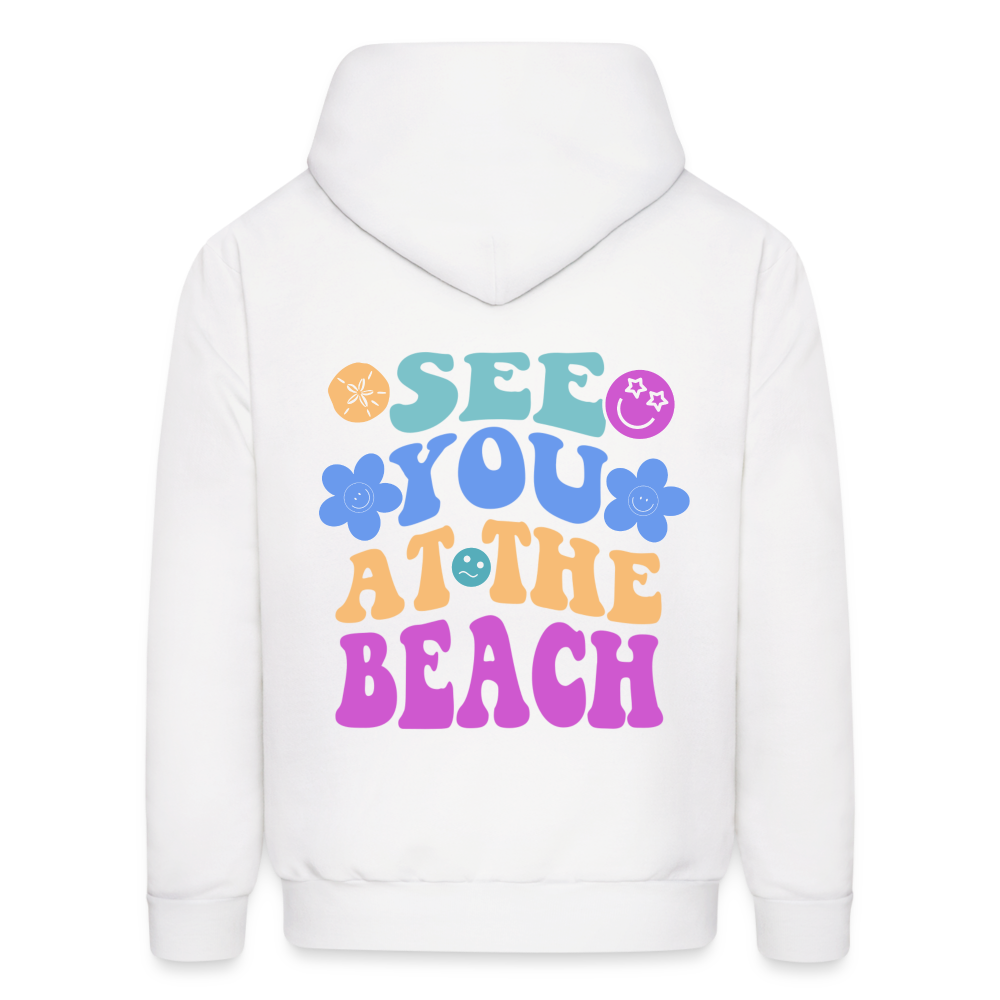 See You At The Beach Graphic Letter Print Pullover Hoodie - white